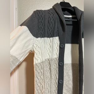 Method Grey, Cream & white button up cardigan sweater- size M